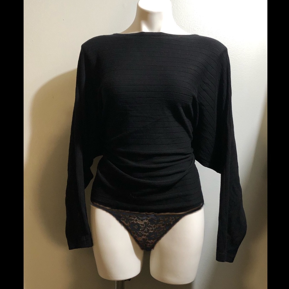 Time and Tru Black ribbed dolman sleeves top